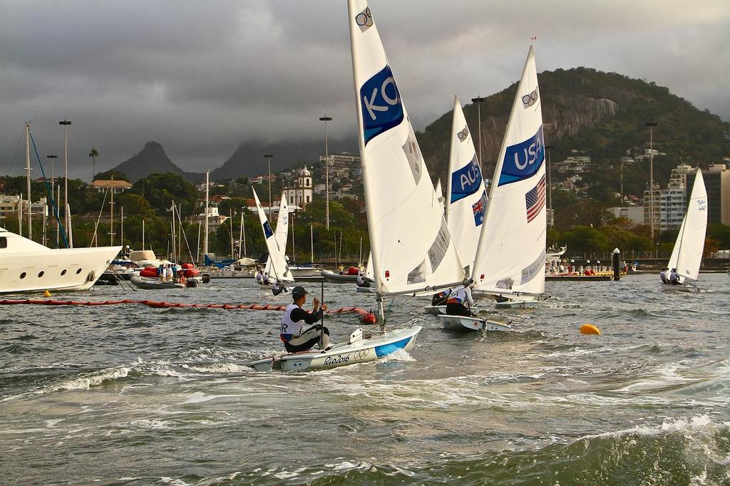 Olympic Day 1 - Lasers enter the marina - Rio Olympics - Day 1, August 8, 2016 © Richard Gladwell www.photosport.co.nz